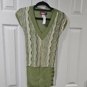 Say What? Green Knit Top with Black Trim
